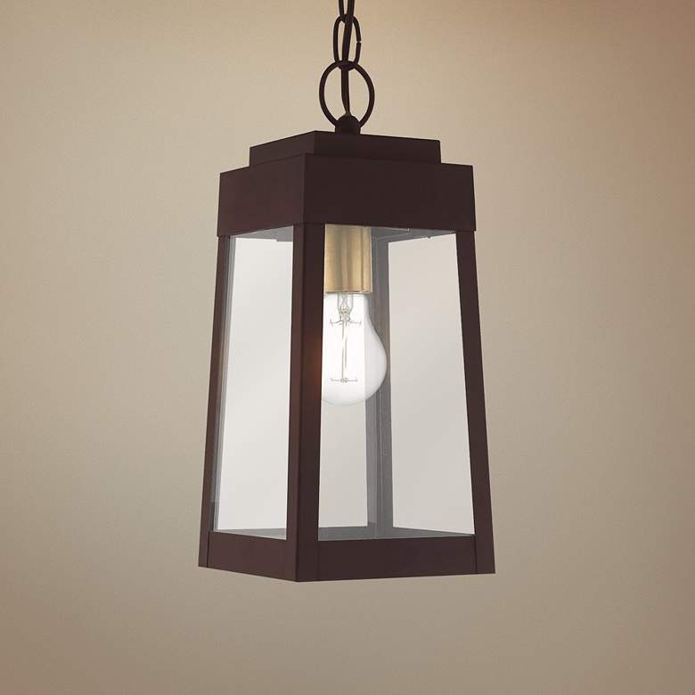 Image 1 Oslo 6 1/4 inch Wide Bronze Outdoor Lantern Mini Pendant Light