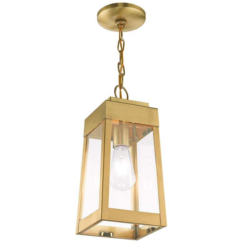 Image 3 Oslo 6 1/4"W Satin Brass Outdoor Lantern Mini Pendant Light more views