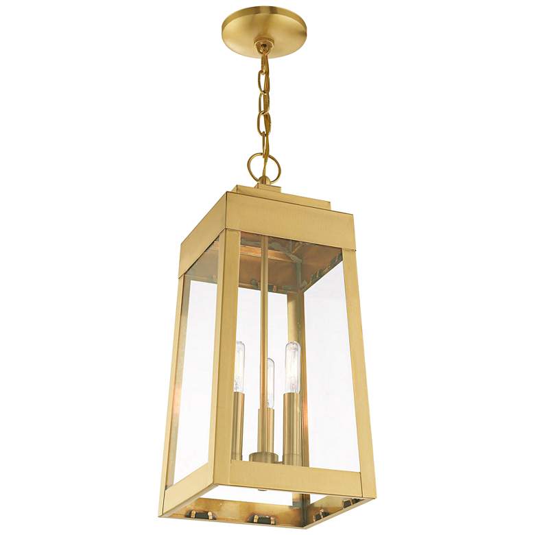 Image 3 Oslo 8 1/4 inch Wide Satin Brass 3-Light Outdoor Mini Pendant more views