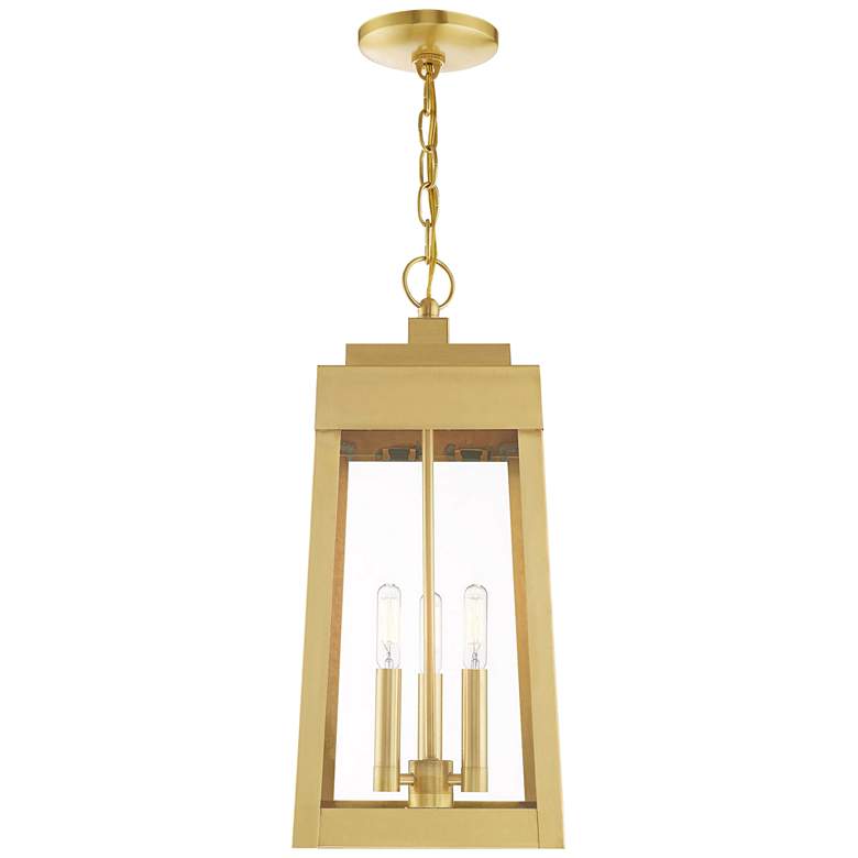 Image 4 Oslo 8 1/4 inch Wide Satin Brass 3-Light Outdoor Mini Pendant more views