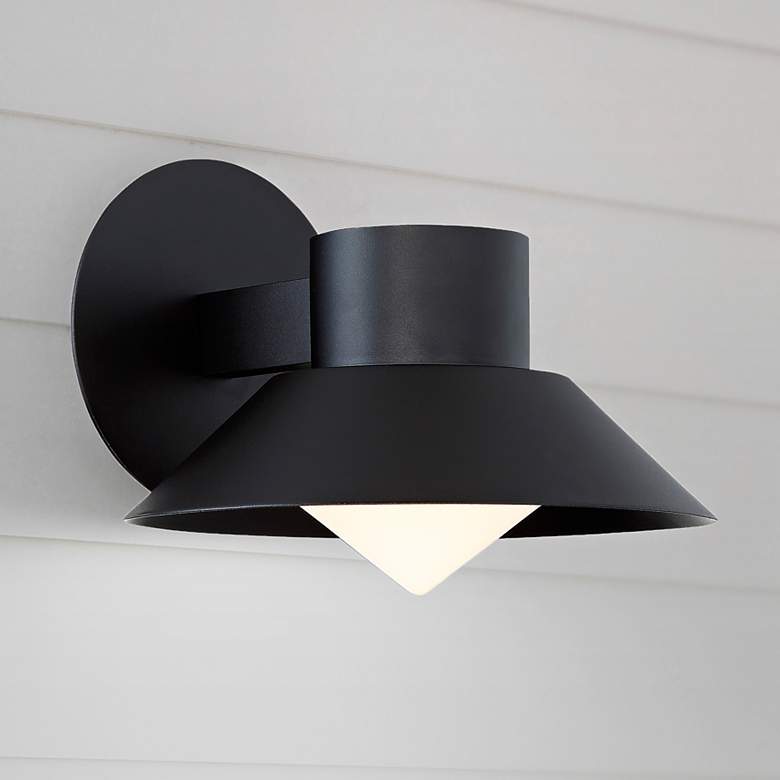 Image 1 Oslo 8"H x 10"W 1-Light Outdoor Wall Light in Black