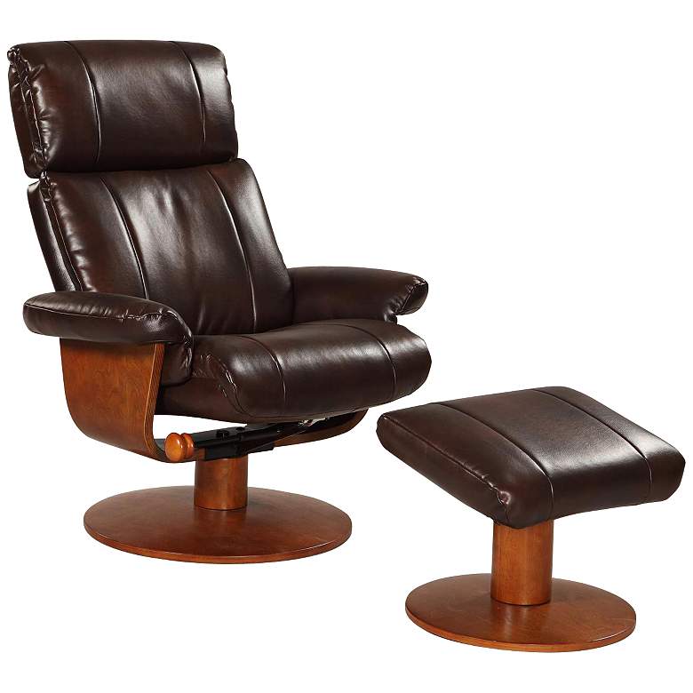 Image 1 Oslo Air Massage Espresso Leather Recliner with Ottoman