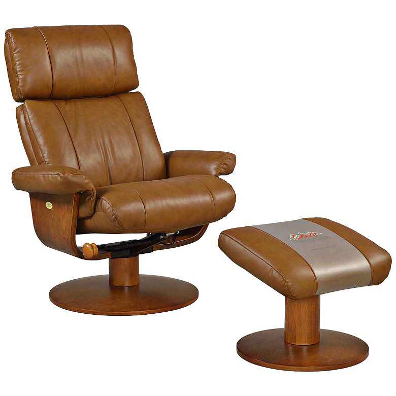Image 1 Oslo Air Massage Saddle Leather Recliner with Ottoman