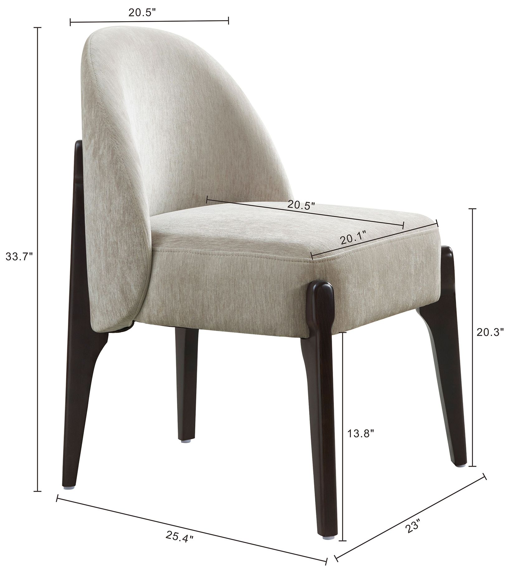 Image 4 Oslo Contemporary Modern Chenille Wood Side Chair in Taupe - Set of 2 more views