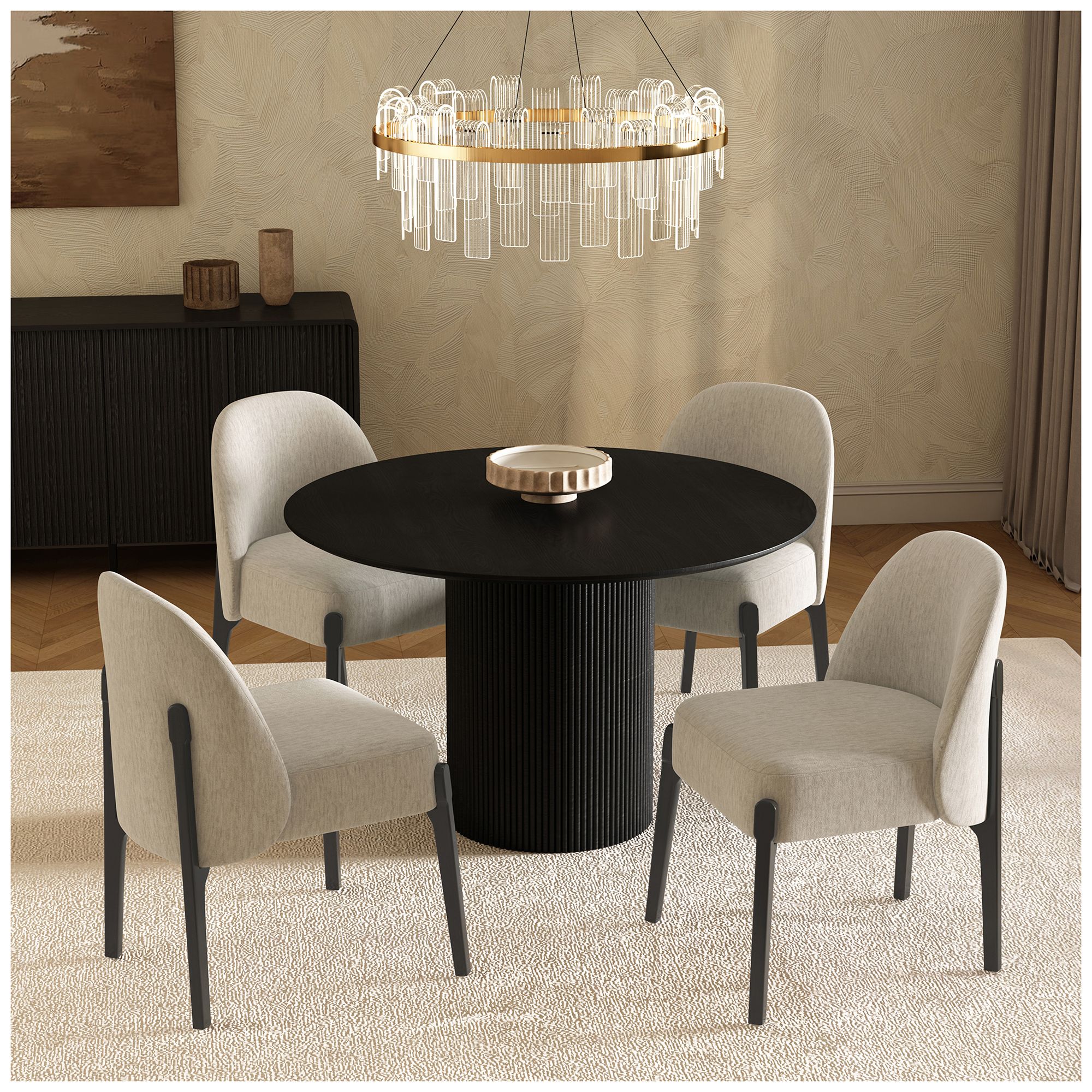 Oslo Contemporary Modern Chenille Wood Side Chair in Taupe - Set of 2