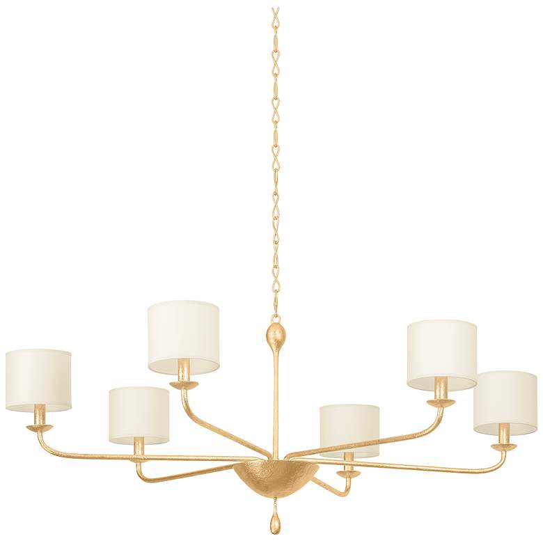 Image 1 Osmond 49 1/2" Wide Vintage Gold Leaf 6-Light Chandelier