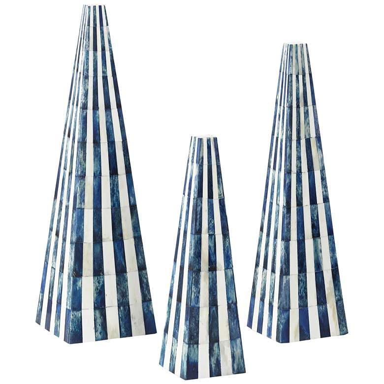 Image 1 Ossian White and Blue Obelisk Sculptures Set of 3