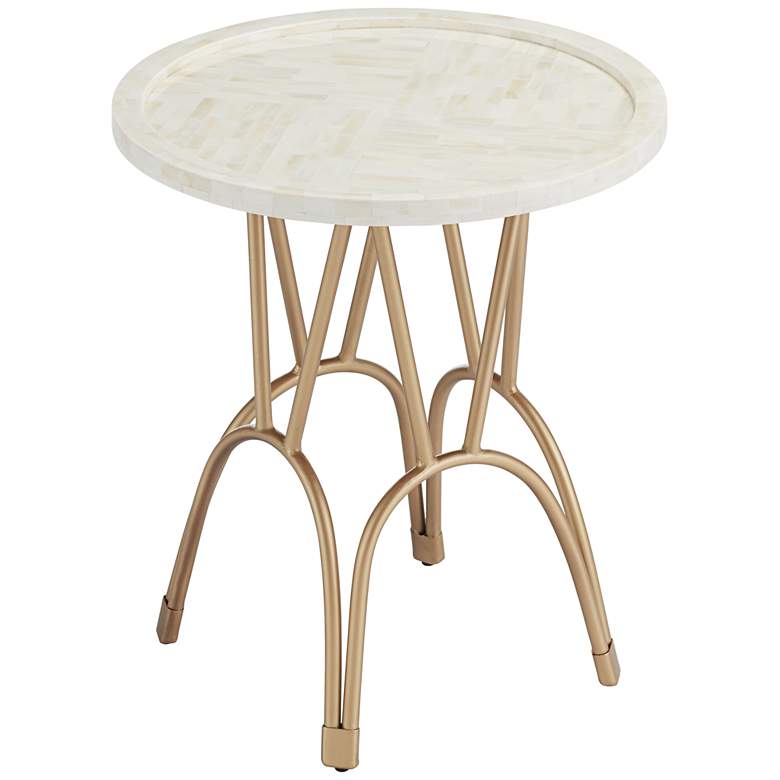 Image 2 Osso 20" Wide Gold Mosaic Bone Accent Table