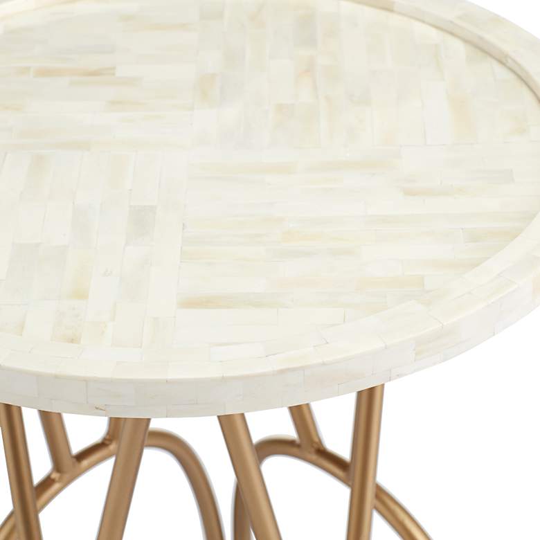 Image 4 Osso 20" Wide Gold Mosaic Bone Accent Table more views