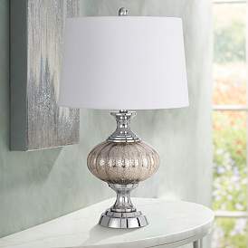 Image1 of Ossona Crackle Glass and Chrome Table Lamp