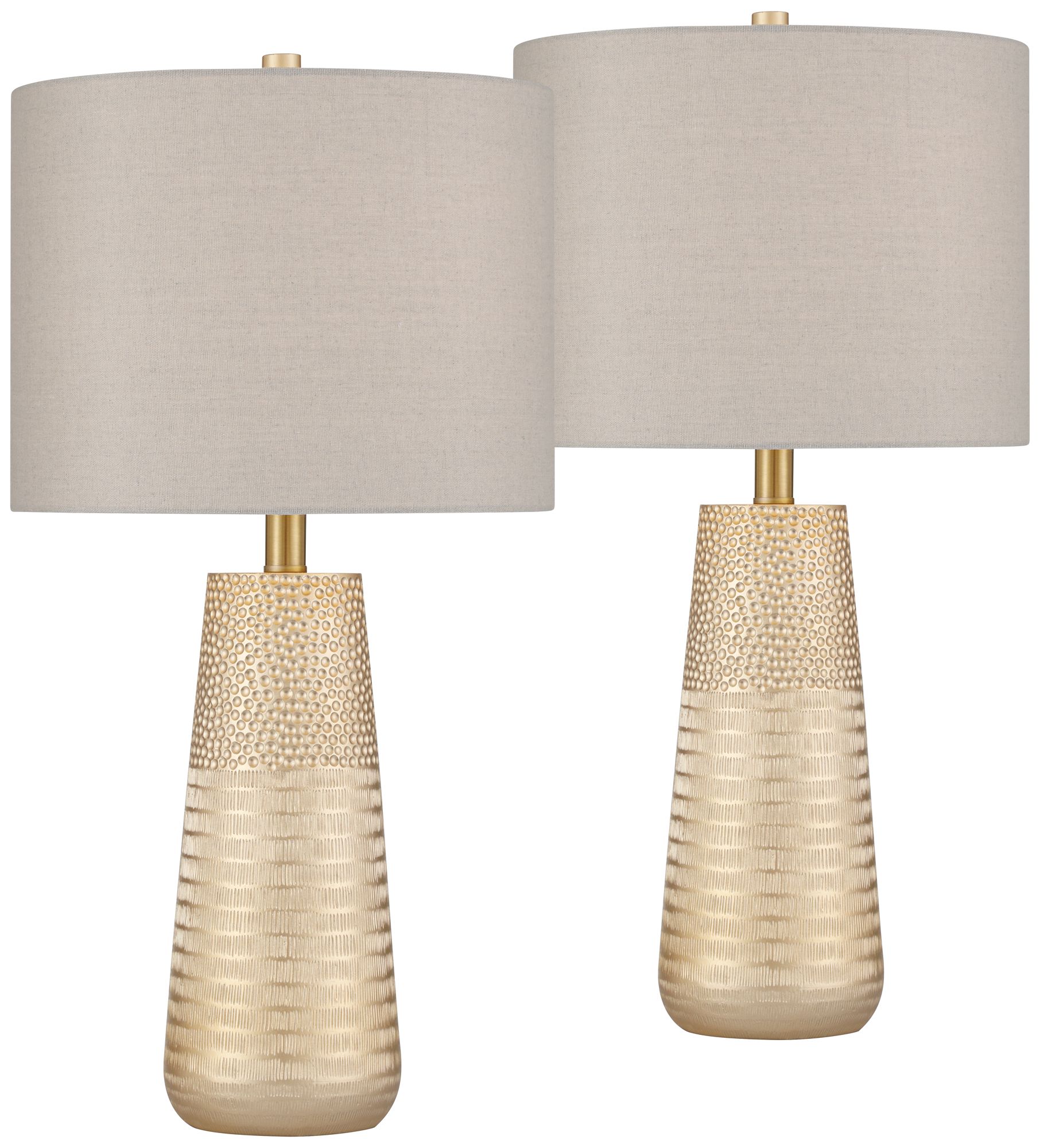 Image 2 Oswaldo 25 1/4" Textured Gold Modern Table Lamps Set of 2