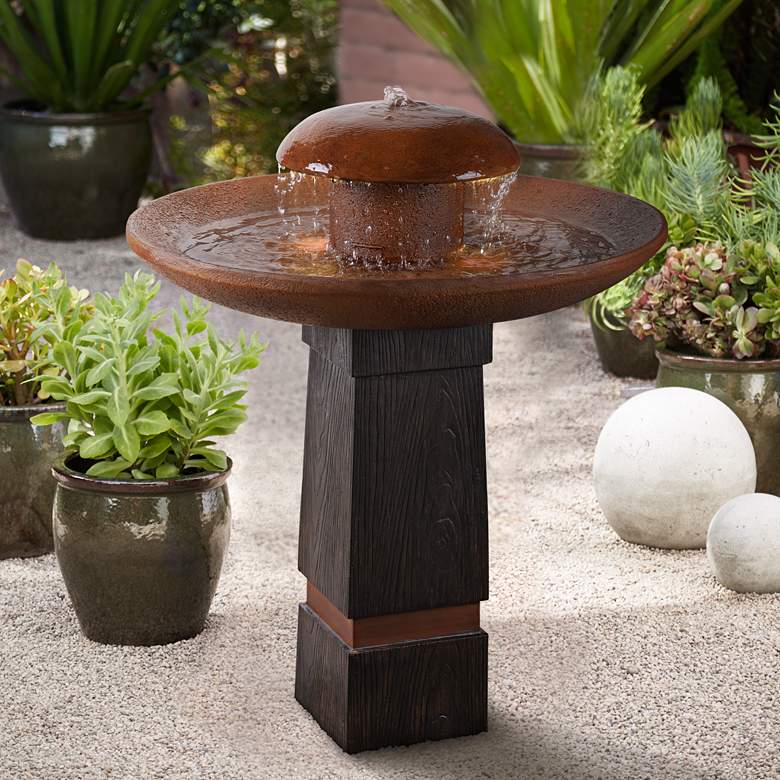 Image 1 Oswego 31 1/2 inch High Rustic Modern Rain Fountain with Light