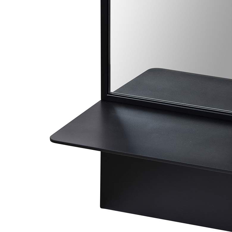 Image 4 Otavi Matte Black Iron 35 inch Square Shelf Wall Mirror more views