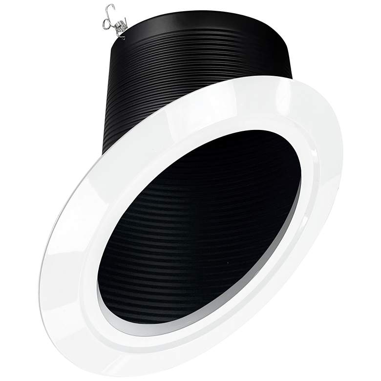 Image 1 Otech 6 inch Black Baffle White Flange Sloped Reflector Trim
