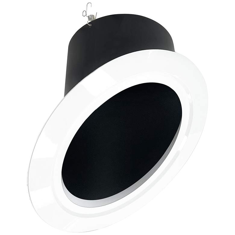 Image 1 Otech 6 inch Black Reflector White Flange Sloped Reflector Trim