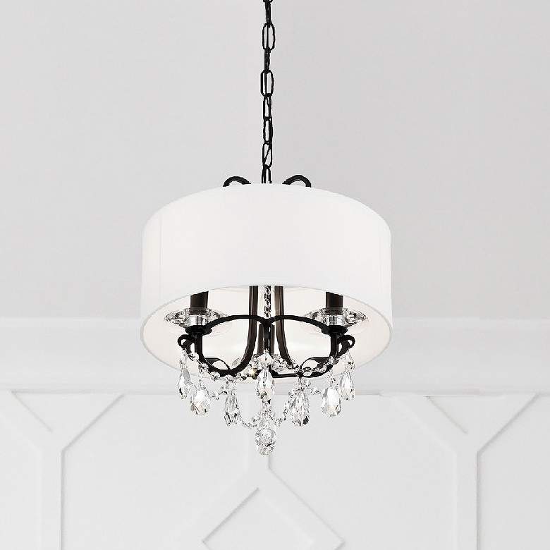Image 2 Othello 14" Wide Matte Black Crystal 3-Light Chandelier