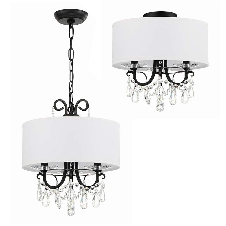 Image 4 Othello 14" Wide Matte Black Crystal 3-Light Chandelier more views