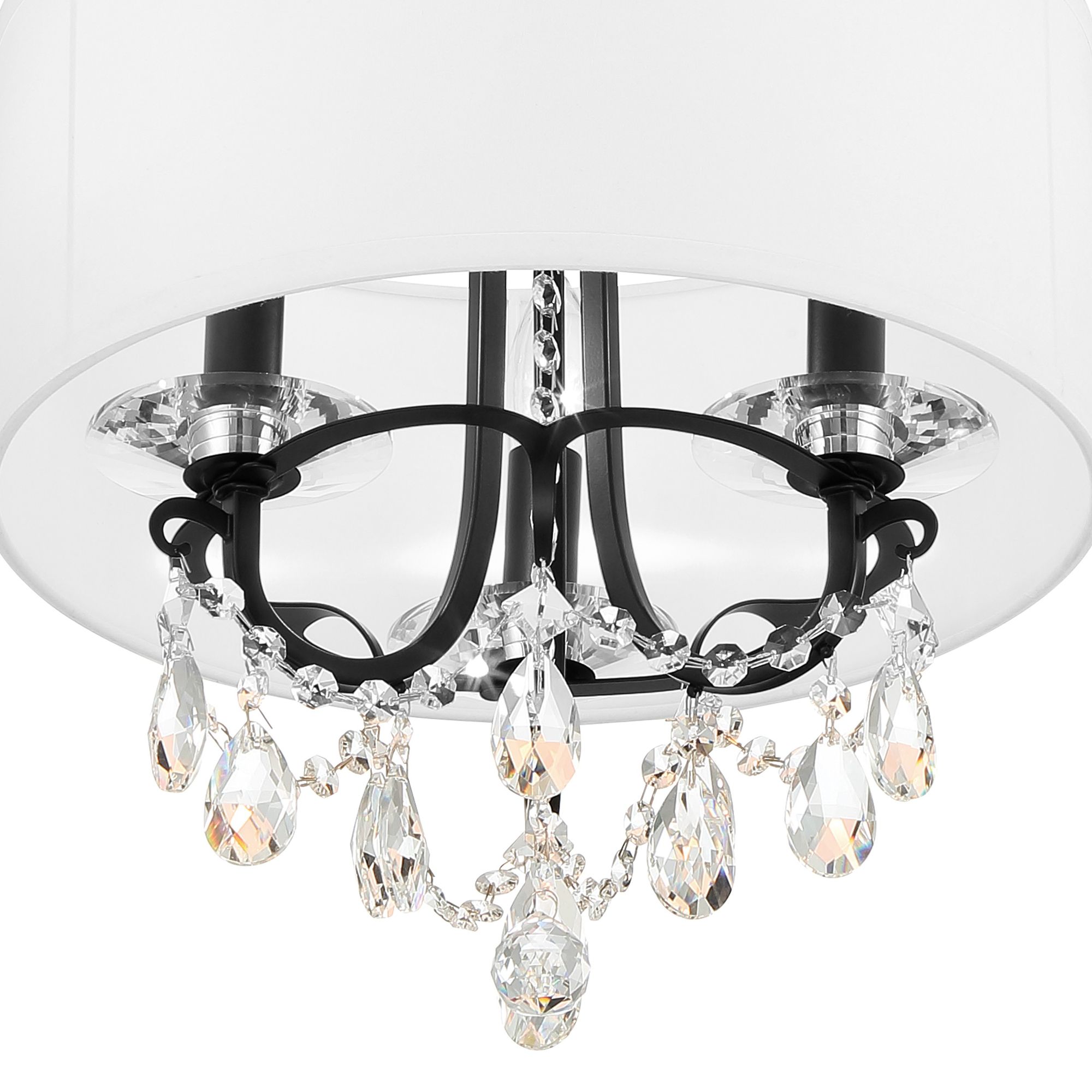 Othello 14" Wide Matte Black Crystal 3-Light Chandelier in scene