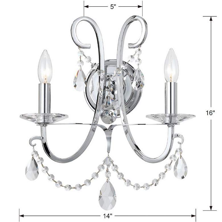 Image 4 Othello 15 3/4" High Chrome Hand-Cut Crystal Wall Sconce more views