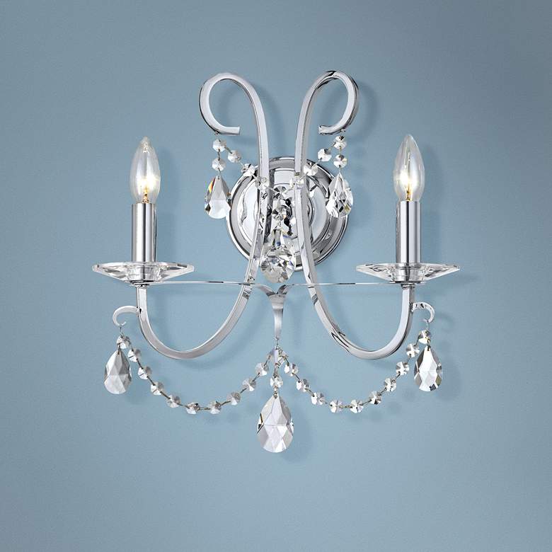Image 1 Othello 15 3/4" High Chrome Swarovski Crystal Wall Sconce