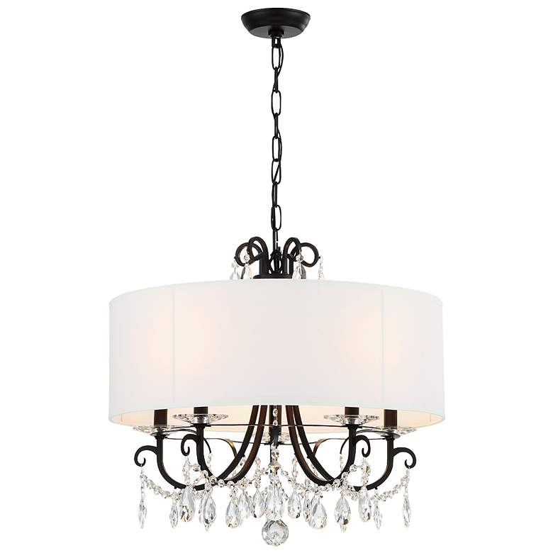 Image 3 Othello 24" Wide Matte Black Crystal 5-Light Chandelier