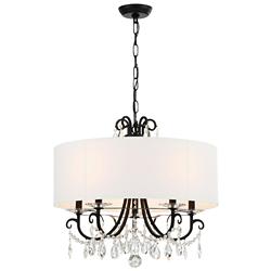 Othello 24" Wide Matte Black Crystal 5-Light Chandelier