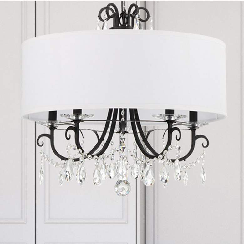 Image 2 Othello 24" Wide Matte Black Crystal 5-Light Chandelier