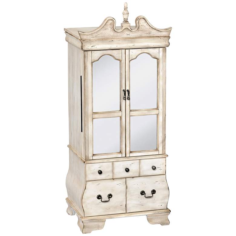 Image 1 Otis 49 inch High Antique White Lift-Top Jewelry Armoire