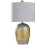 Ottey 30" Dimpled Satin Brass and Nickel Urn Table Lamp