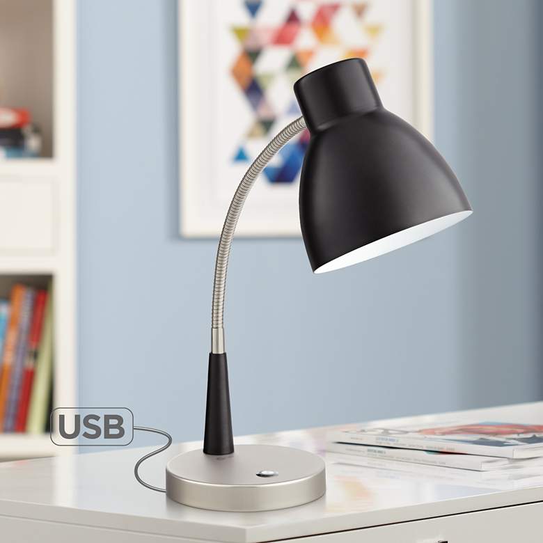 Image 1 OttLite Evan LED Desk Lamp with Gooseneck Arm and USB Port