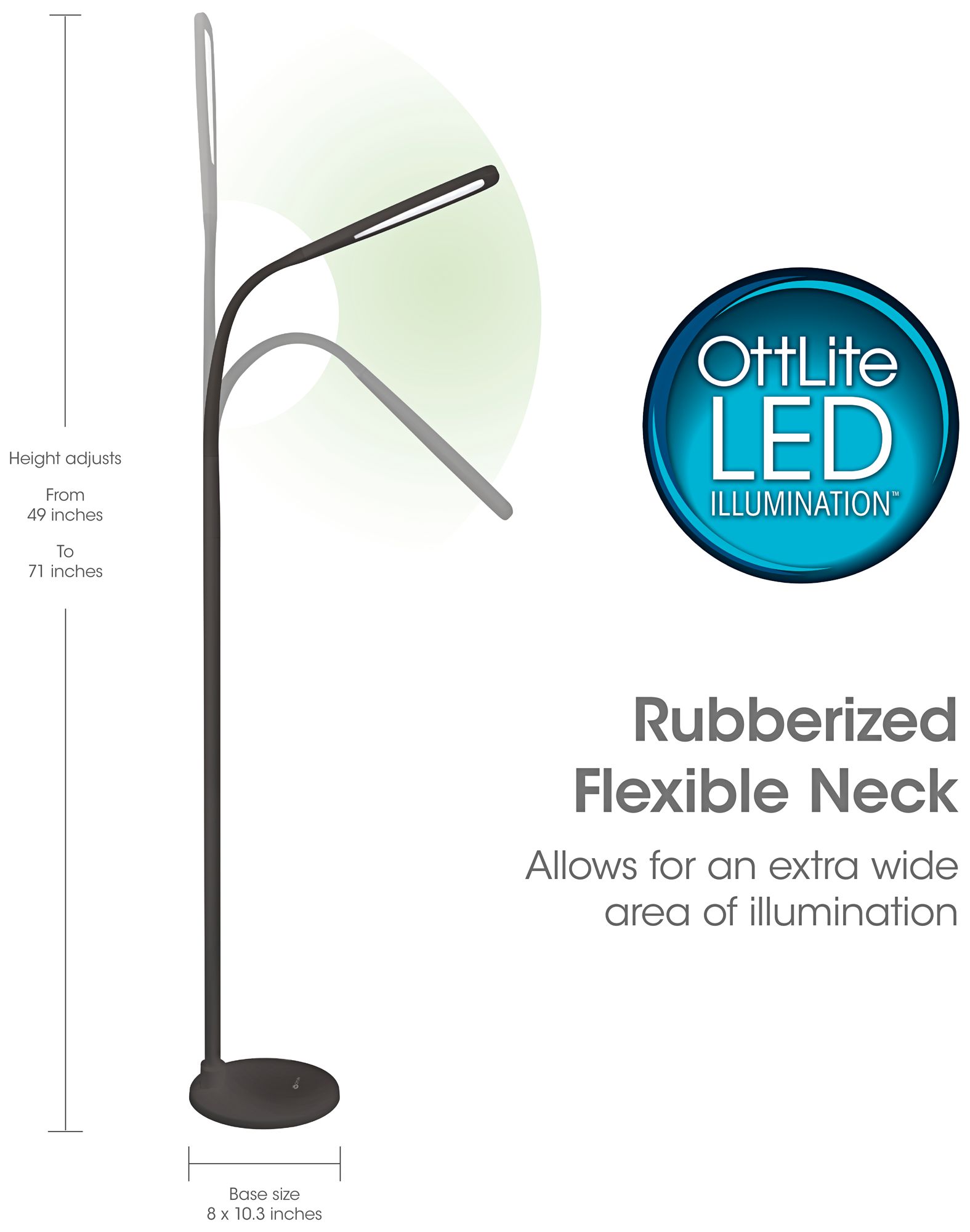 ottlite felix led gooseneck task floor lamp black