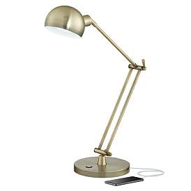 Image3 of OttLite Refine 24" Brass Touch Control LED USB Adjustable Desk Lamp