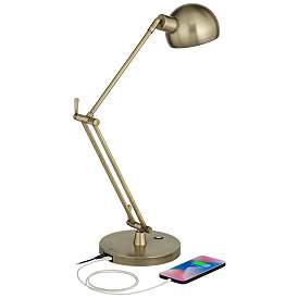 Image4 of OttLite Refine 24" Brass Touch Control LED USB Adjustable Desk Lamp more views