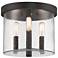 Otto 10 in. 3-Light Matte Black Modern Outdoor Flush Mount with Glass Shade
