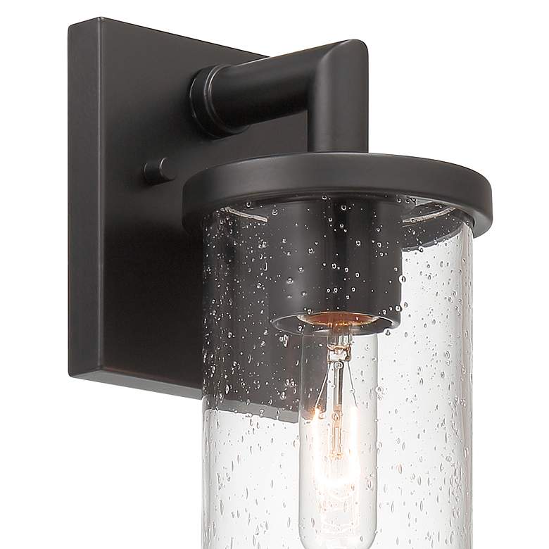 Image 2 Otto 11.5 in. 1-Light Matte Black Modern Outdoor Wall Lantern with Glass more views