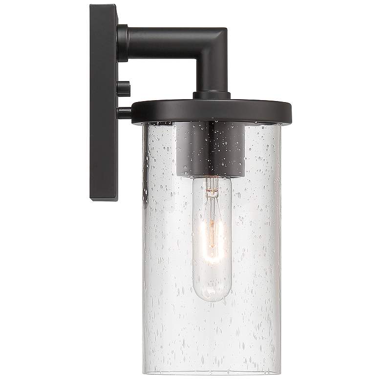 Image 5 Otto 11.5 in. 1-Light Matte Black Modern Outdoor Wall Lantern with Glass more views