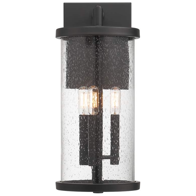 Image 1 Otto 18.75 in. 3-Light Matte Black Modern Outdoor Wall Lantern with Glass