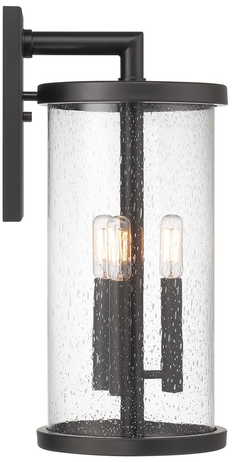 Image 5 Otto 18.75 in. 3-Light Matte Black Modern Outdoor Wall Lantern with Glass more views