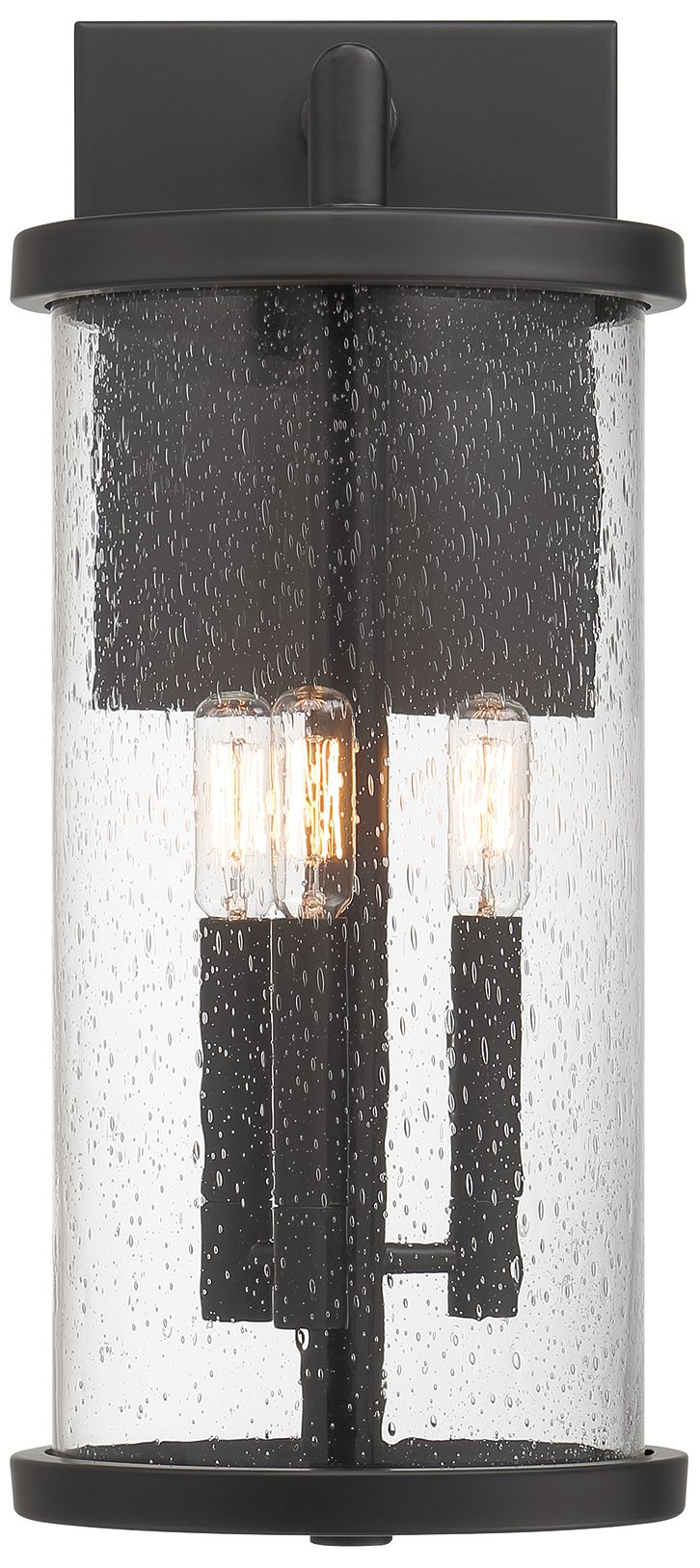 Image 6 Otto 18.75 in. 3-Light Matte Black Modern Outdoor Wall Lantern with Glass more views