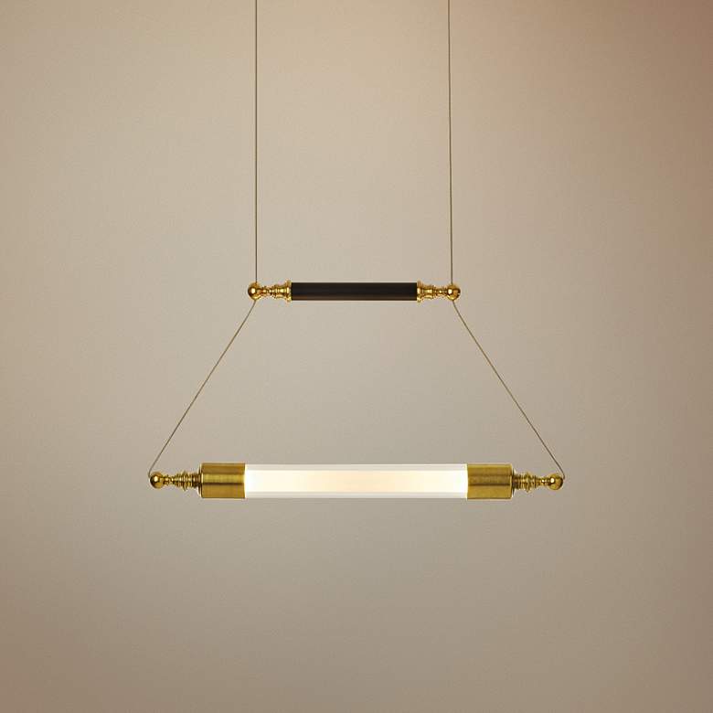 Image 1 Otto 19 inch Wide Brass with Black Horizontal Pendant Light