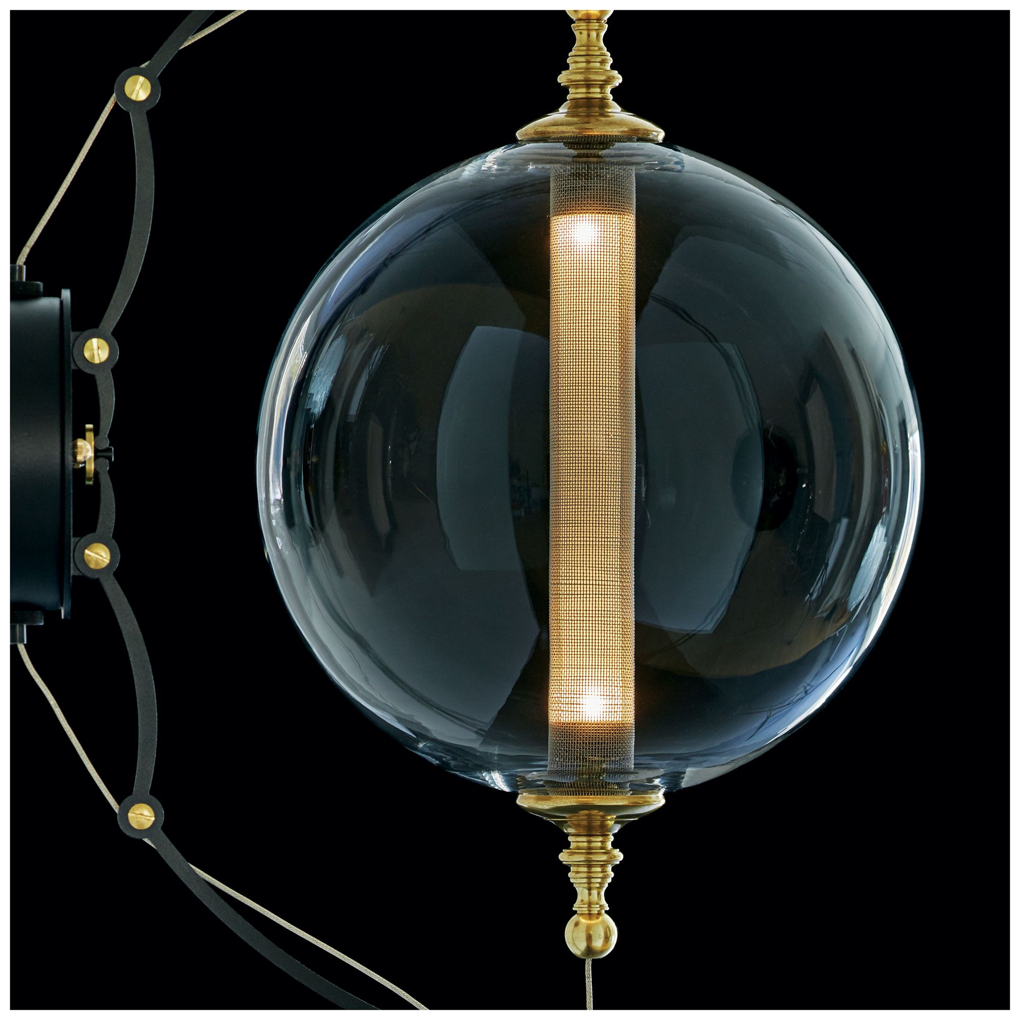 Image 2 Otto 21.6" High Brass And Black Sphere Sconce With Clear Glass Shade more views