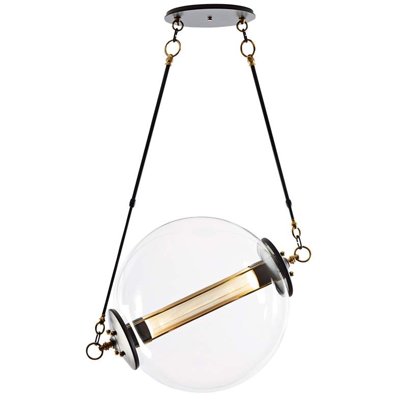 Image 2 Otto 28 1/2 inch Wide Brass with Black Pendant Light