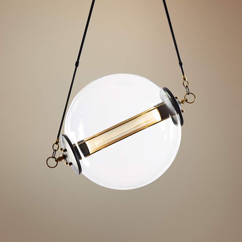 Image 1 Otto 28 1/2" Wide Brass with Black Pendant Light