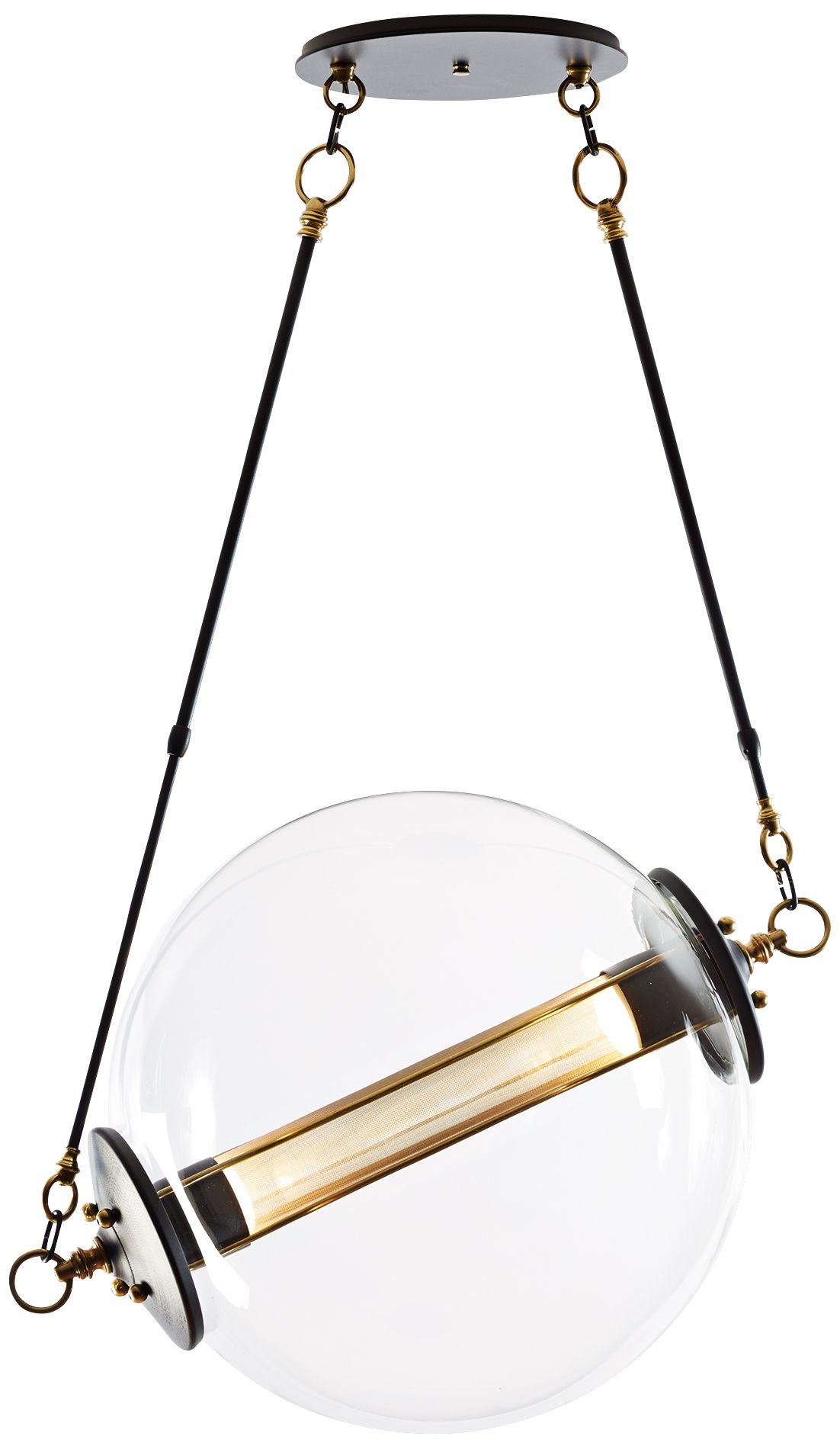 Otto 28 1/2" Wide Brass with Black Pendant Light - Made to Order