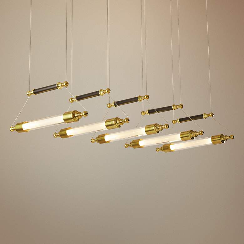 Image 1 Otto 39 1/2"W Brass with Black Kitchen Island Light Pendant