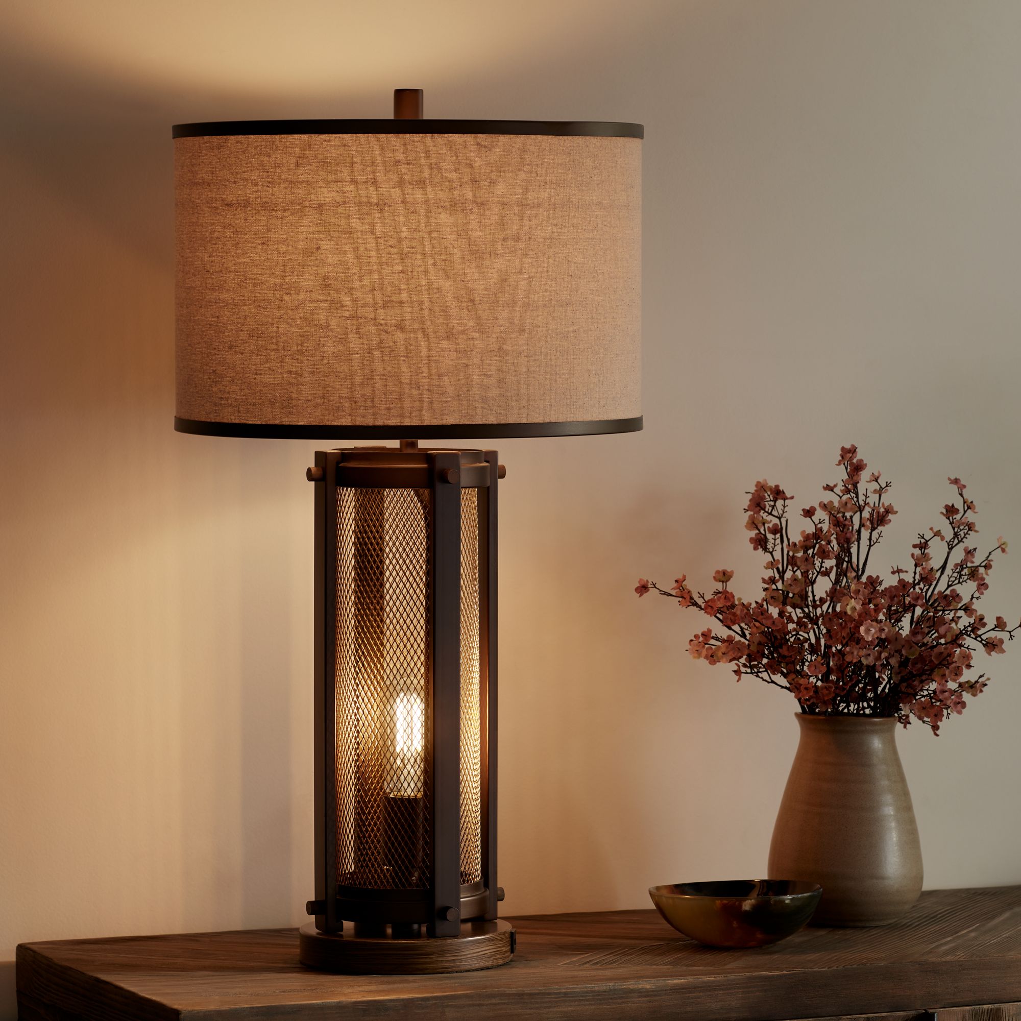 bronze table lamp with night light