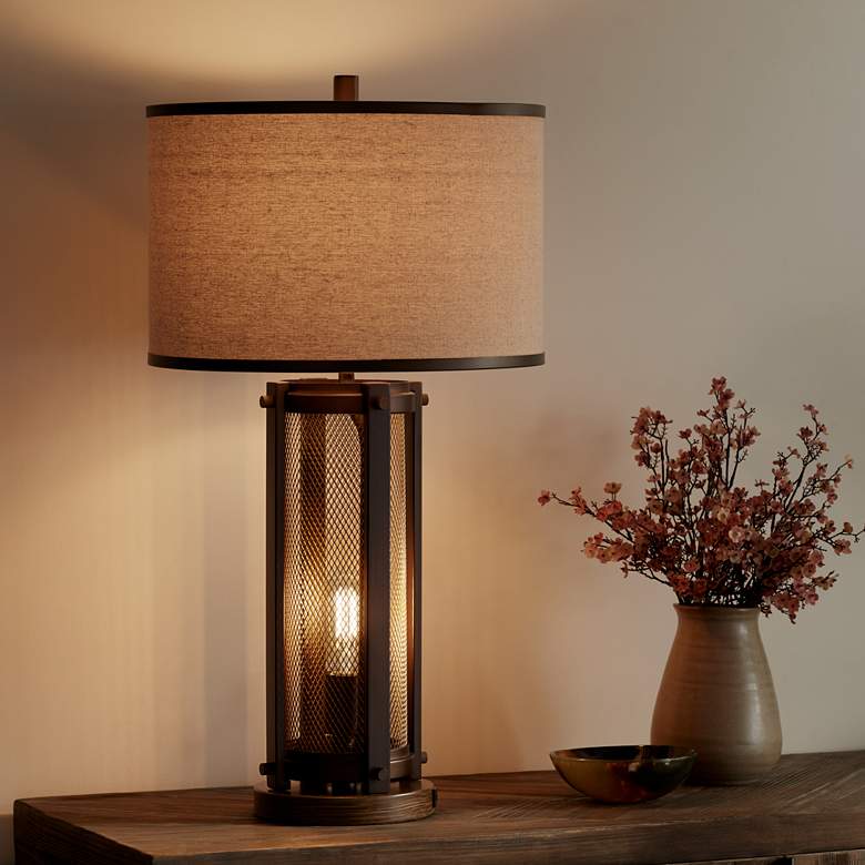 Otto Bronze Finish Night Light Table Lamp with USB Port more views