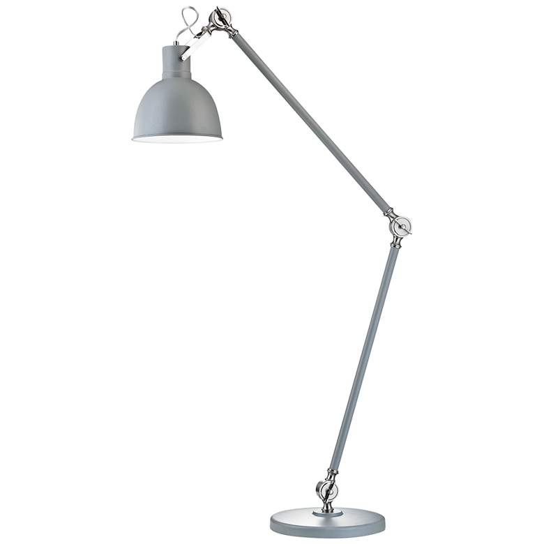 Image 1 Otto Industrial Gray and Satin Nickel Adjustable Floor Lamp