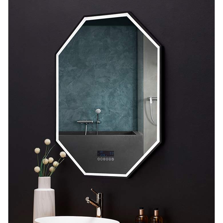 Image 1 Otto Matte Black 24 inch x 40 inch Octagon LED Wall Mirror