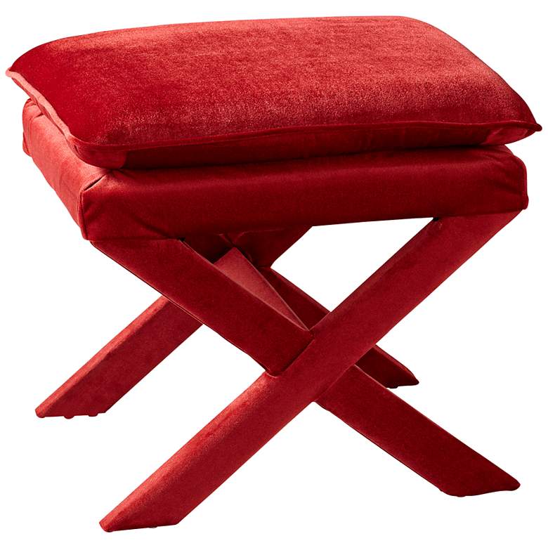 Image 1 Otto Red Velvet Contemporary Accent Stool